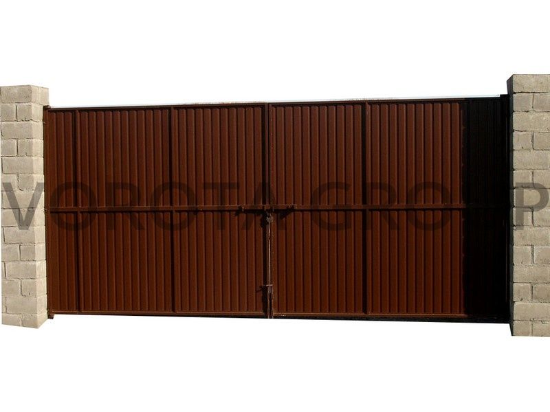 Распашные ворота механические коричневые 5000x2500